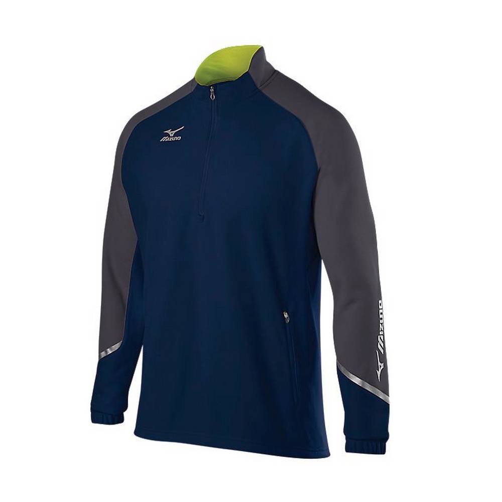Panske Pulóver Mizuno Elite 1/2 Zip Námornícka Modrá/Siva Vypredaj VUPG29754